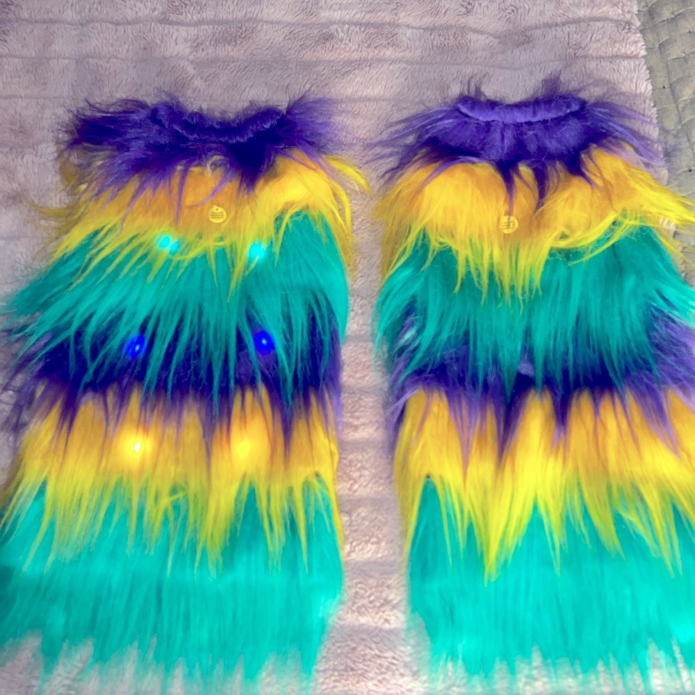 Mardi Gras light up rave leg warmers